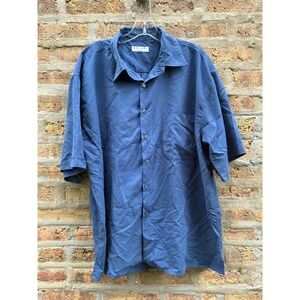 Bogari Vintage Mens Large Blue Short Sleeve Button Down Shirt Italian Design